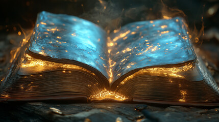 Burning Metal Book A Mystical Fantasy Scene