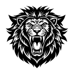 angry vector lion head silhouette illustration
