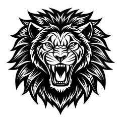 angry vector lion head silhouette illustration