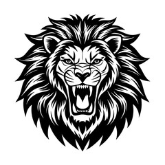 angry vector lion head silhouette illustration