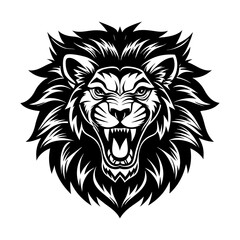 angry vector lion head silhouette illustration