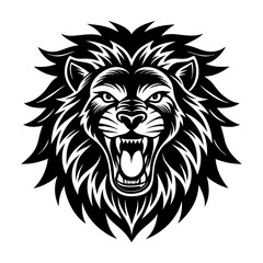angry vector lion head silhouette illustration