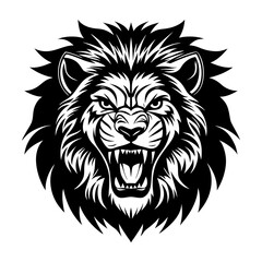 angry vector lion head silhouette illustration