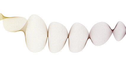 Vector curvy abstract line art wavy flowing dynamic purple yellow white background in concept music or sound, wave, wind, information flow