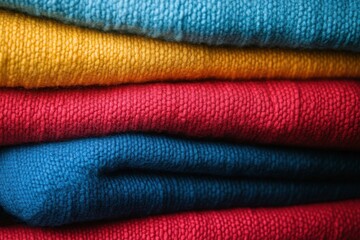Stack of colorful wool textiles