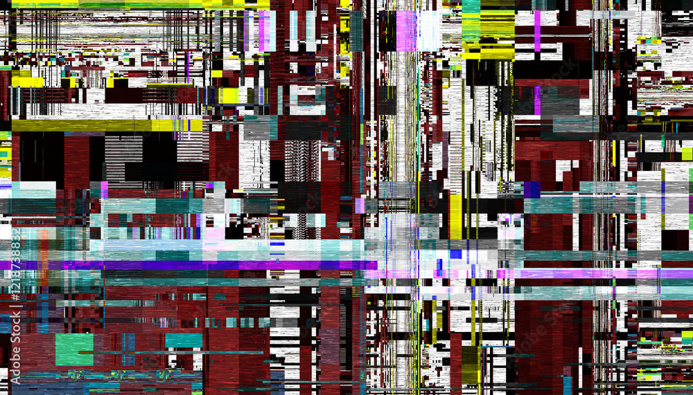 Leinwandbilder abstract creative glitch overlay texture. geometric pixel pattern of a digital glitch on transparent