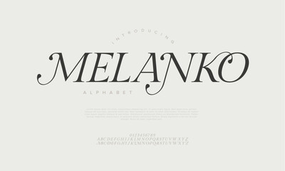 Melanko typography beauty fashion elegant minimalist serif italic fonts decorative wedding vintage retro logos. Minimal luxury font alphabet logo. Vector illustration
