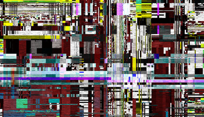 Abstract creative glitch overlay texture. Geometric pixel pattern of a digital glitch on...