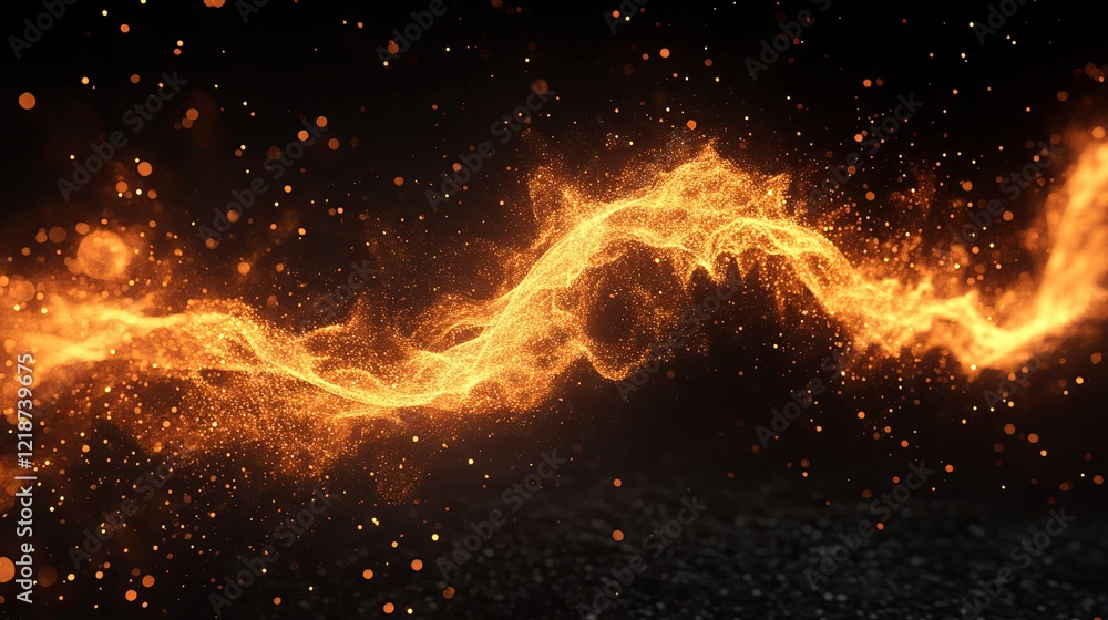 Poster flames of orange light create a mesmerizing abstract wave against a dark background showcasing dynam