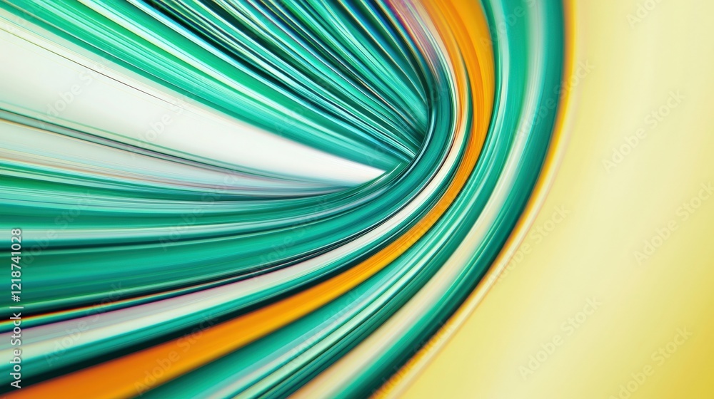 Poster vivid abstract background with dynamic lines and curved shapes in bright yellow and turquoise tones