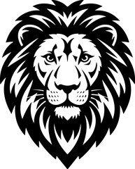 Illustration of a head of lion. Lion head mascot. Design element for logo, label, sign, poster, card. Vector illustration