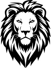 Illustration of a head of lion. Lion head mascot. Design element for logo, label, sign, poster, card. Vector illustration