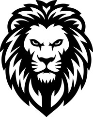 Illustration of a head of lion. Lion head mascot. Design element for logo, label, sign, poster, card. Vector illustration