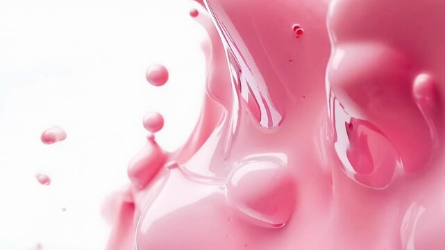 Dynamic Pink Liquid Splash with Playful Droplets and Texture