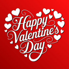 Valentine’s Day Love word hand drawn lettering and calligraphy with cute heart on red, white and pink background. Valentine's day template or background for Love and Valentine's day concept