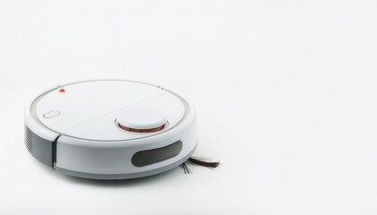 Sleek robotic vacuum cleaner for effortless home cleaning on a white background.