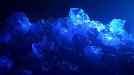 Fototapeta premium Abstract futuristic digital technology concept with polygonal molecules and geometric shapes on dark blue background, representing innovation, connectivity, and scientific advancements