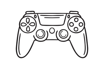 gamepad or joystick doodle hand drawn icon. Outline drawing gamepad or joystick line clipart symbol