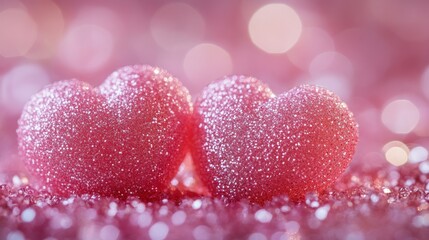 Obraz premium Pink hearts, bokeh, Valentine's, romance, greeting card