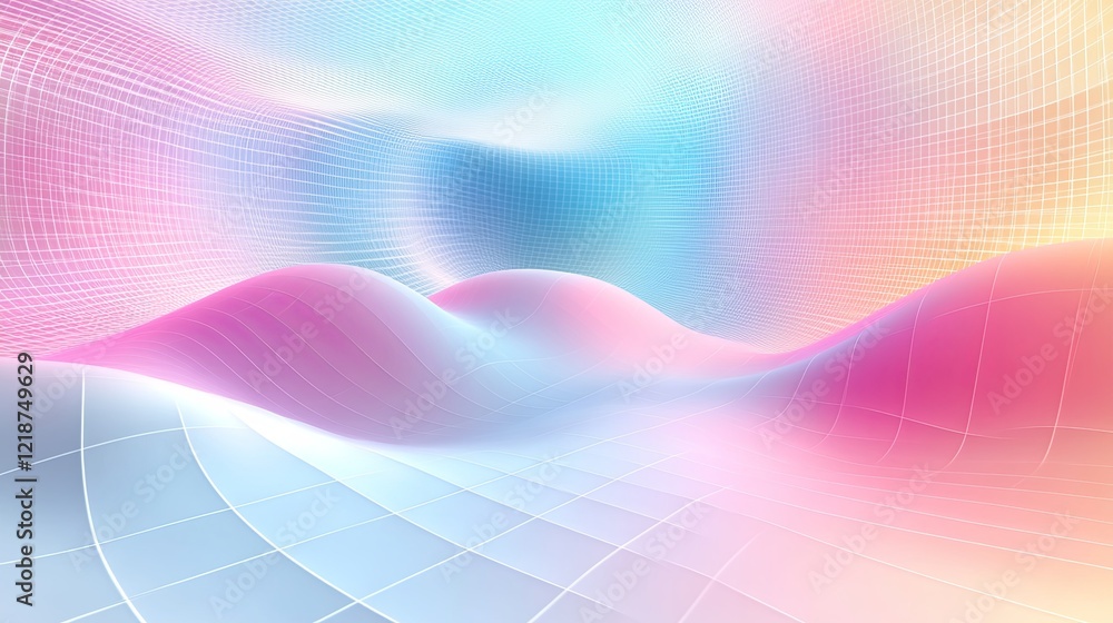 Aufkleber soft pastel landscape with smooth curves and gentle gradients in a serene digital space representati