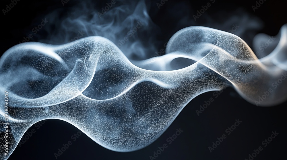 Poster smoke gently swirls in intricate patterns against a dark background in a mesmerizing display of move