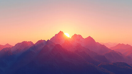 Fototapeta premium Serene mountain landscape at sunrise