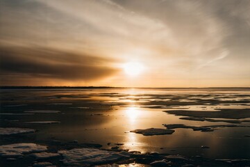 Fototapeta premium Sunset over Icy Lake