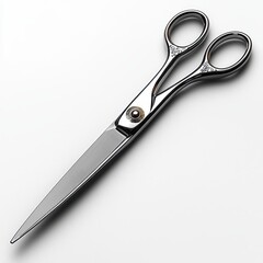 Fototapeta premium Elegant stainless steel scissors on white background for crafting and sewing