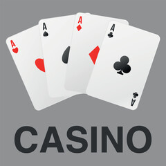 Poker and casino, playing cards. Vector background with four aces