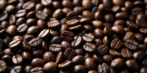 Fototapeta premium Aromatic Roasted Coffee Beans Close Up Rich Brown Hues and Detailed Texture