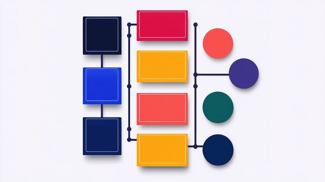 Graphic design flowchart top view illustration of digital workspace process steps in modern layout