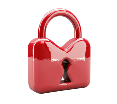 Red heart shaped locks isolated on white or transparent background