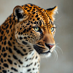 Naklejka premium Concept photo of close up portrait of a leopard, tiger