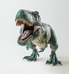 Fototapeta premium A fierce dinosaur sculpture with sharp teeth and vibrant colors, perfect for educational purposes or as a striking display piece.