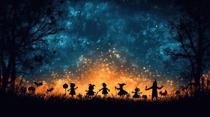 Fototapeta premium Halloween night with trick-or generated AI
