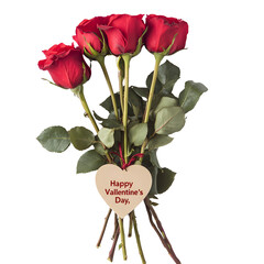 Valentine’s Day Red Rose Bouquet with Heart Tag