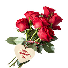 Valentine’s Day Red Rose Bouquet with Heart Tag