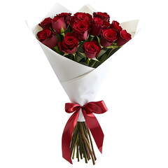 Elegant Red Rose Bouquet Wrapped Without Background