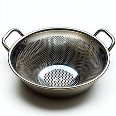 Sleek stainless steel mesh colander with dual handles for kitchen use