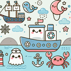 fishing boat vector illustration