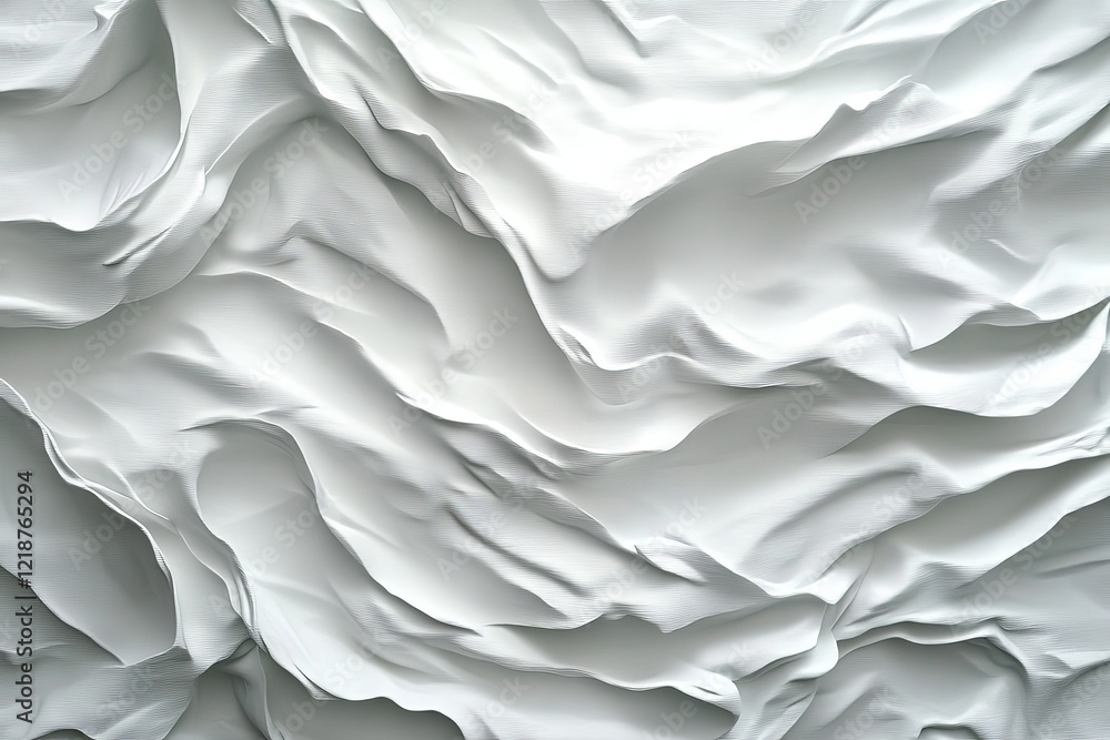 Poster intricate white textured pattern resembling waves on a surface, showcasing depth and dimension in de