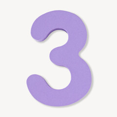 plastic number three isolated on white background png file