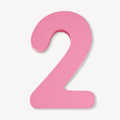 plastic number two isolated on white background png file