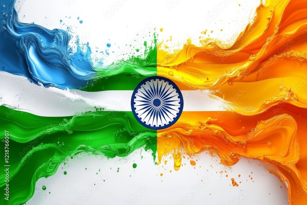 Poster vivid representation of the indian flag symbolizing unity and diversity in vibrant colors
