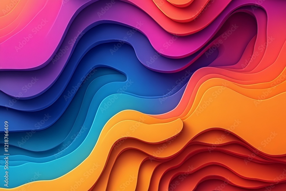Poster vibrant abstract waves of color create a fluid design that captivates the eyes in a digital artwork 