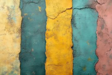 Vibrant abstract wall textures in hues of yellow, teal, and pink showcasing a stunning artistic design
