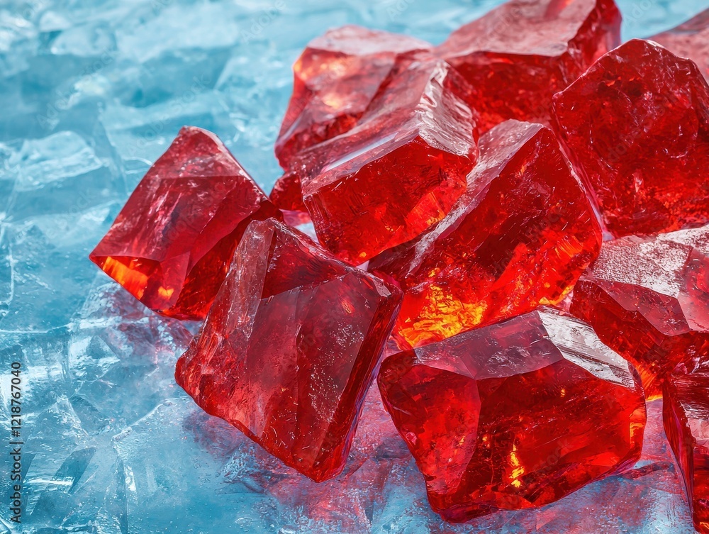 Poster macro view of ruby surface with intense red tones and polished reflections natural environment bold 