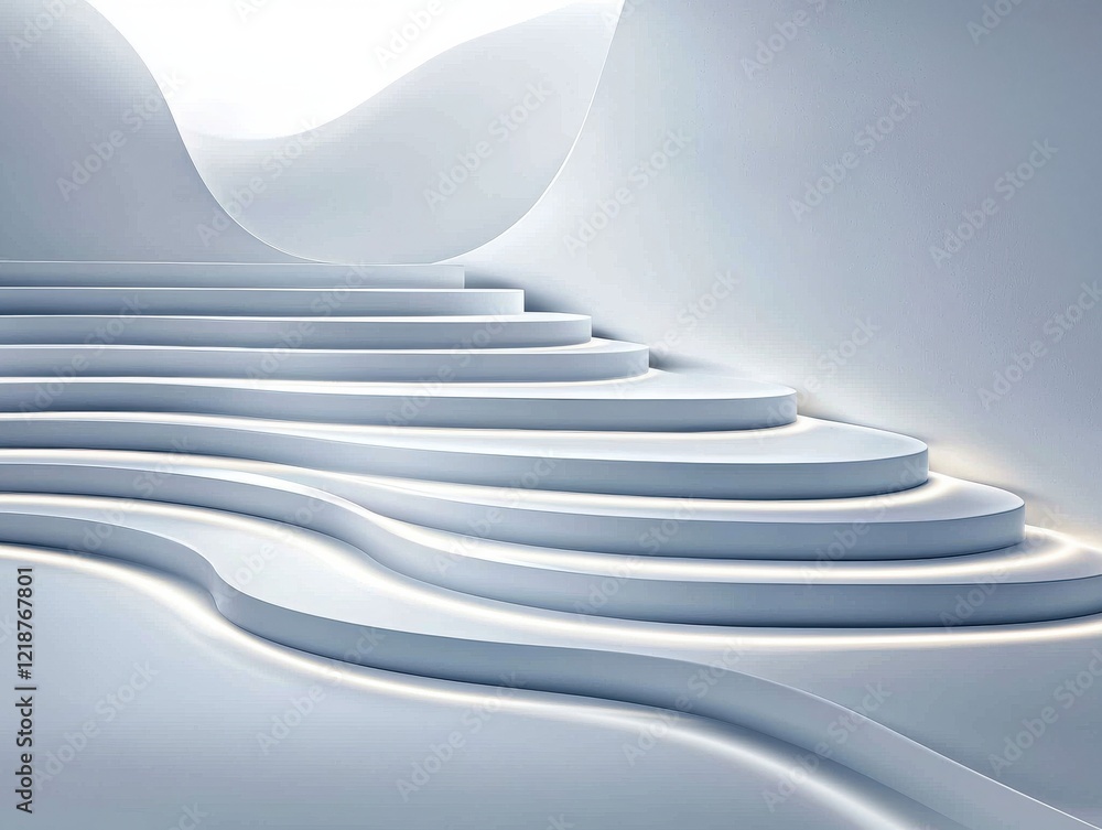 Aufkleber sleek minimalist white light trails creating circular shapes gradient gray background modern art con