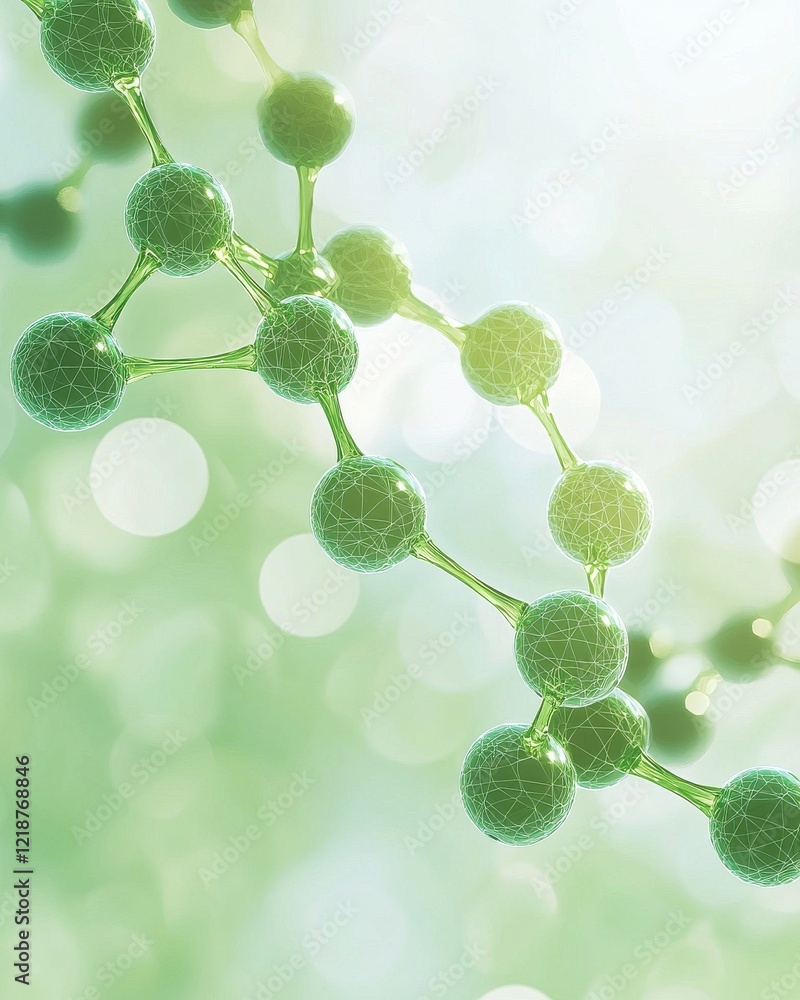 Poster molecular structure clean medical presentation soft green gradient inviting environment minimalist d