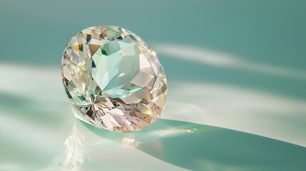 Macro view of sparkling zircon gemstone with rainbow reflections elegant mood clear surface soft lighting